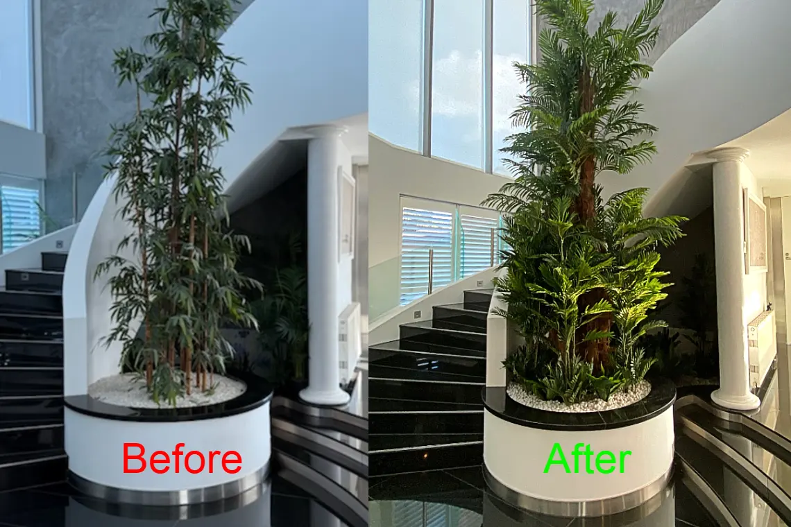 Before and after Lake Peterson artificial plants makeover