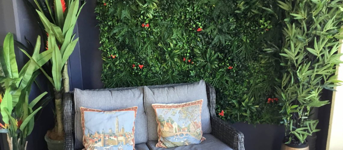 Creating a lush corner with artificial wall plants